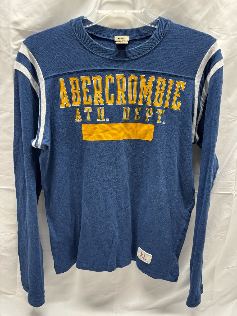 Abercrombie & Fitch XL Mens Muscle Fit Blue Long Sleeve Athletic Shirt Vtg Y2K